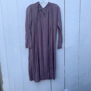 charlotte russe light mauve hooded long thin cardigan size large